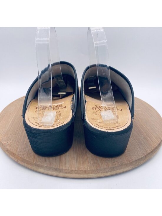 Sakne Toffeln Swedish Wooden Clogs Mens 11 44 Black Leather Comfort Mules